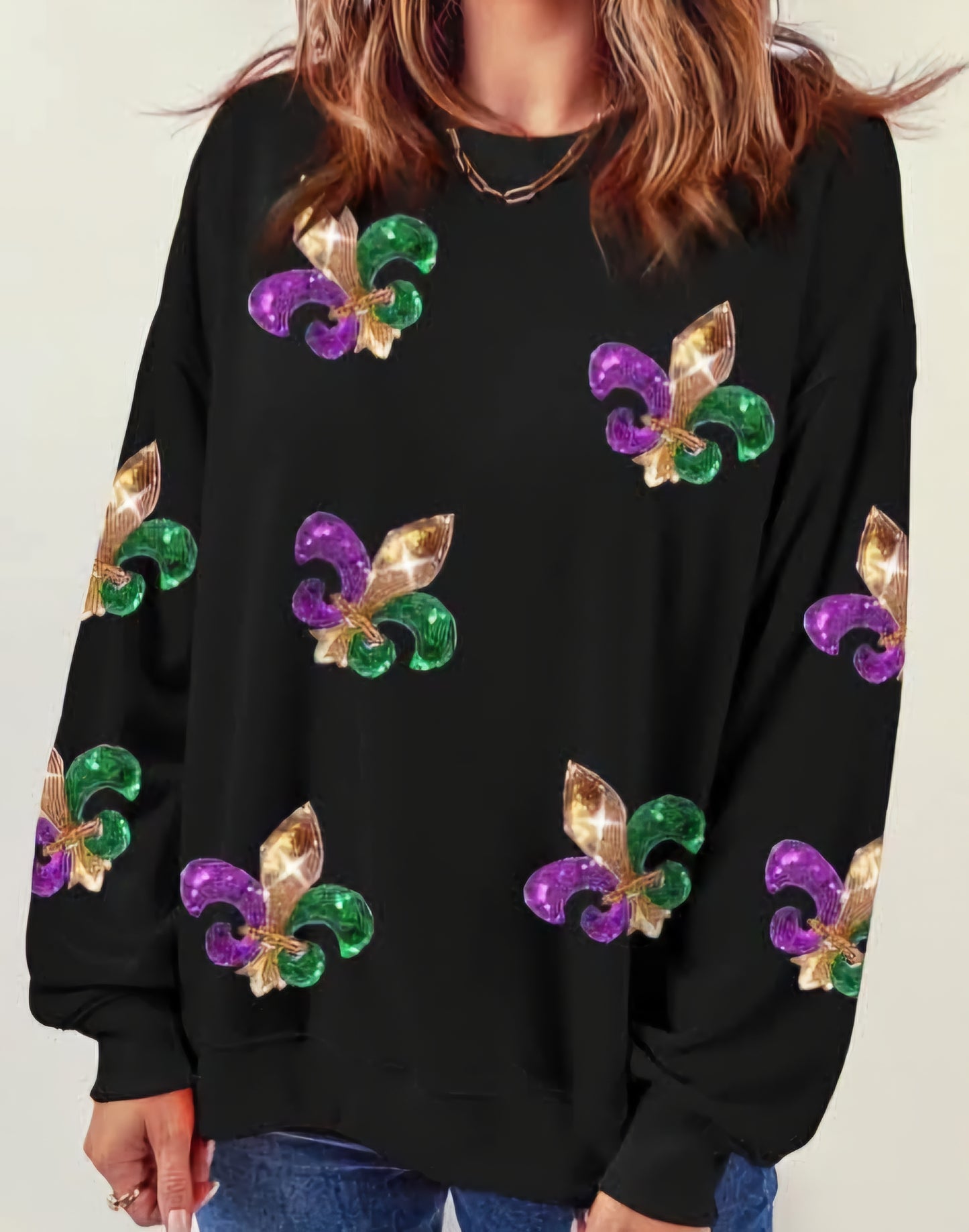 Fleur De Lis Sequin Sweater