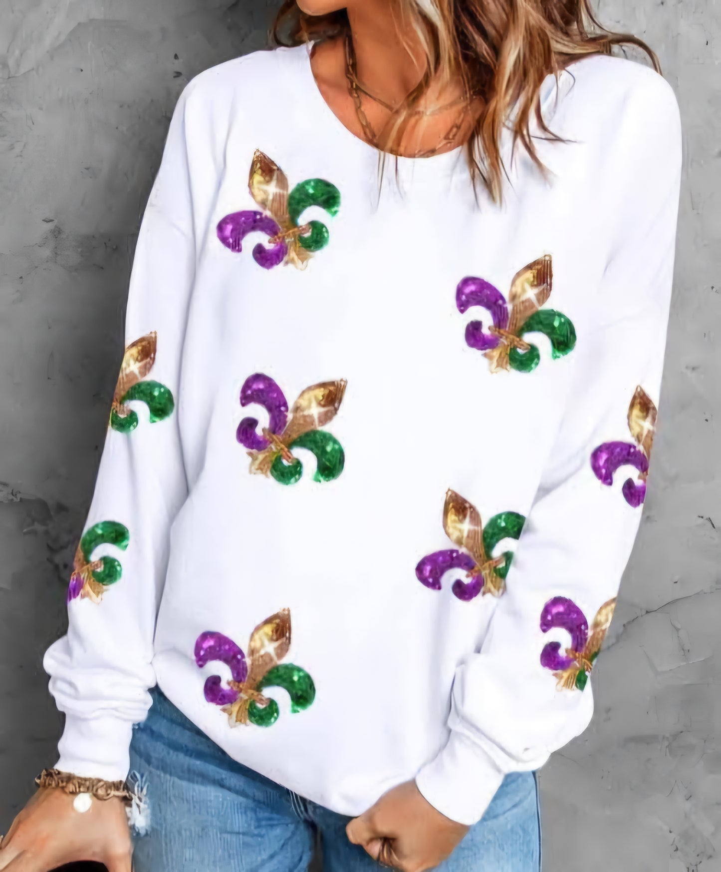 Fleur De Lis Sequin Sweater