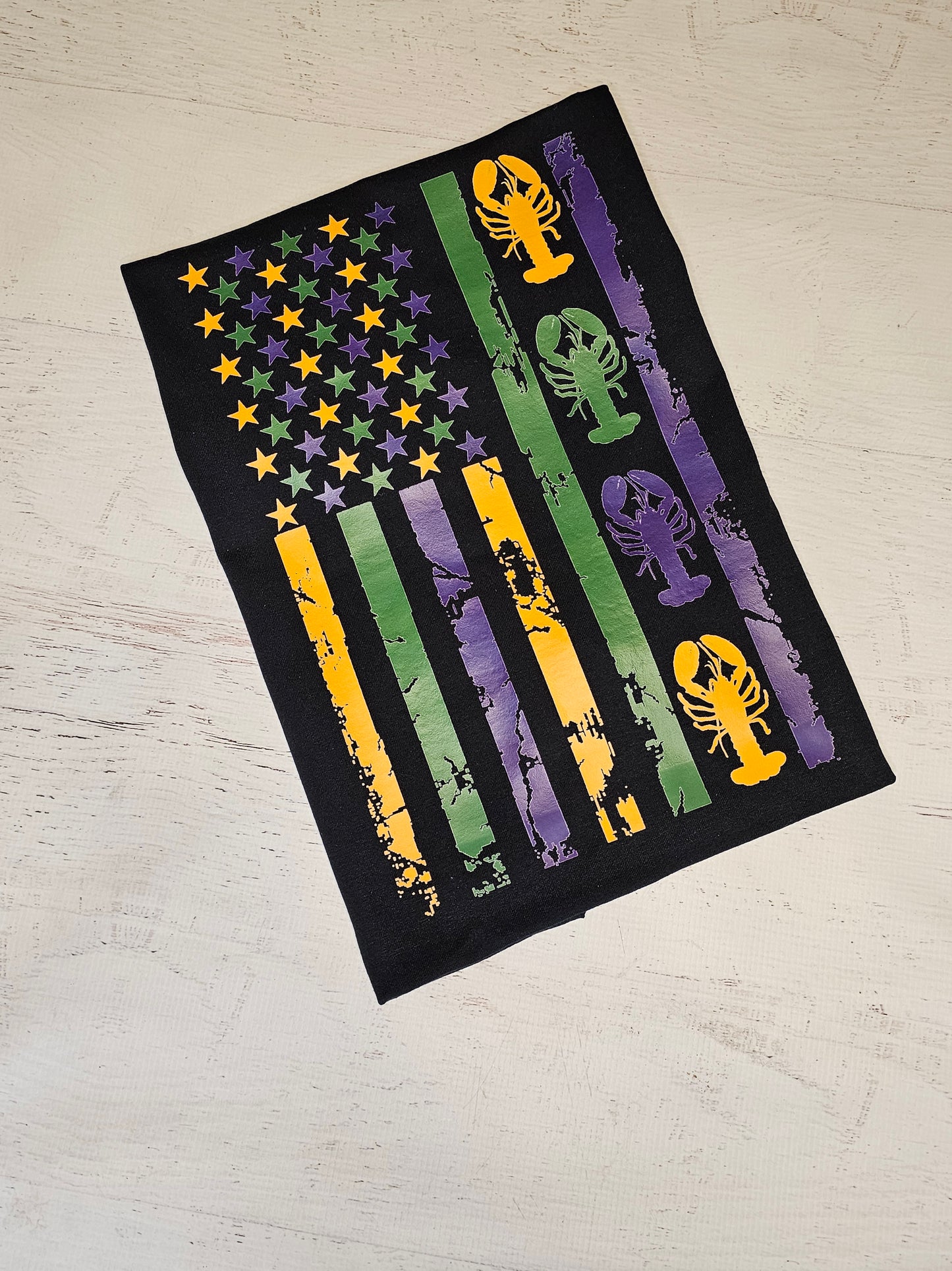 Mardi gras Crawfish Flag Graphic Tee