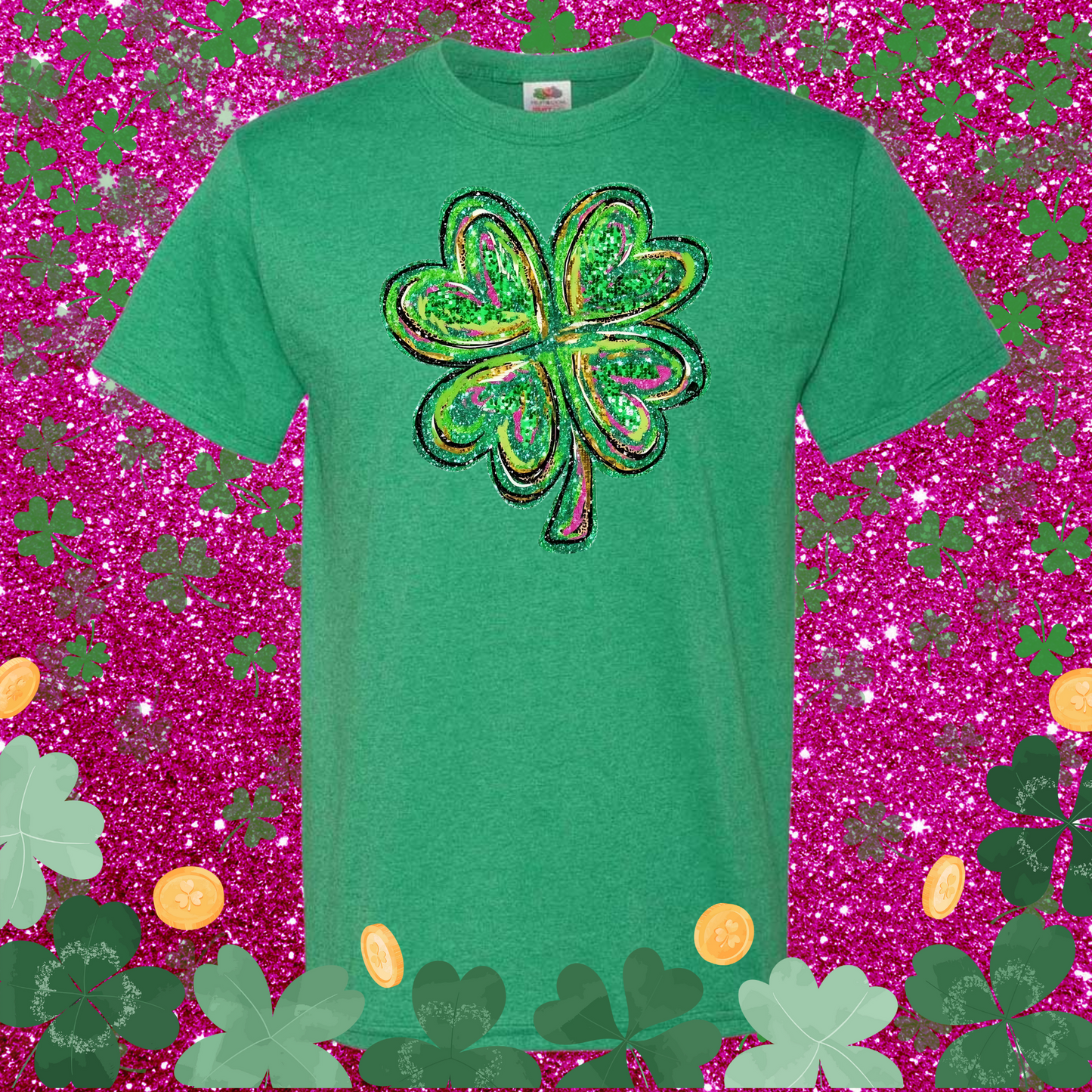 Faux Glitter Clover