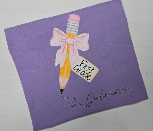 Personalized First Grade Girl's Tee
