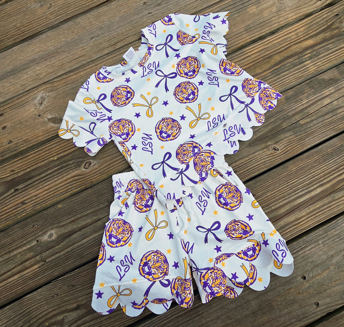Girl's Foorball Scalloped Sets
