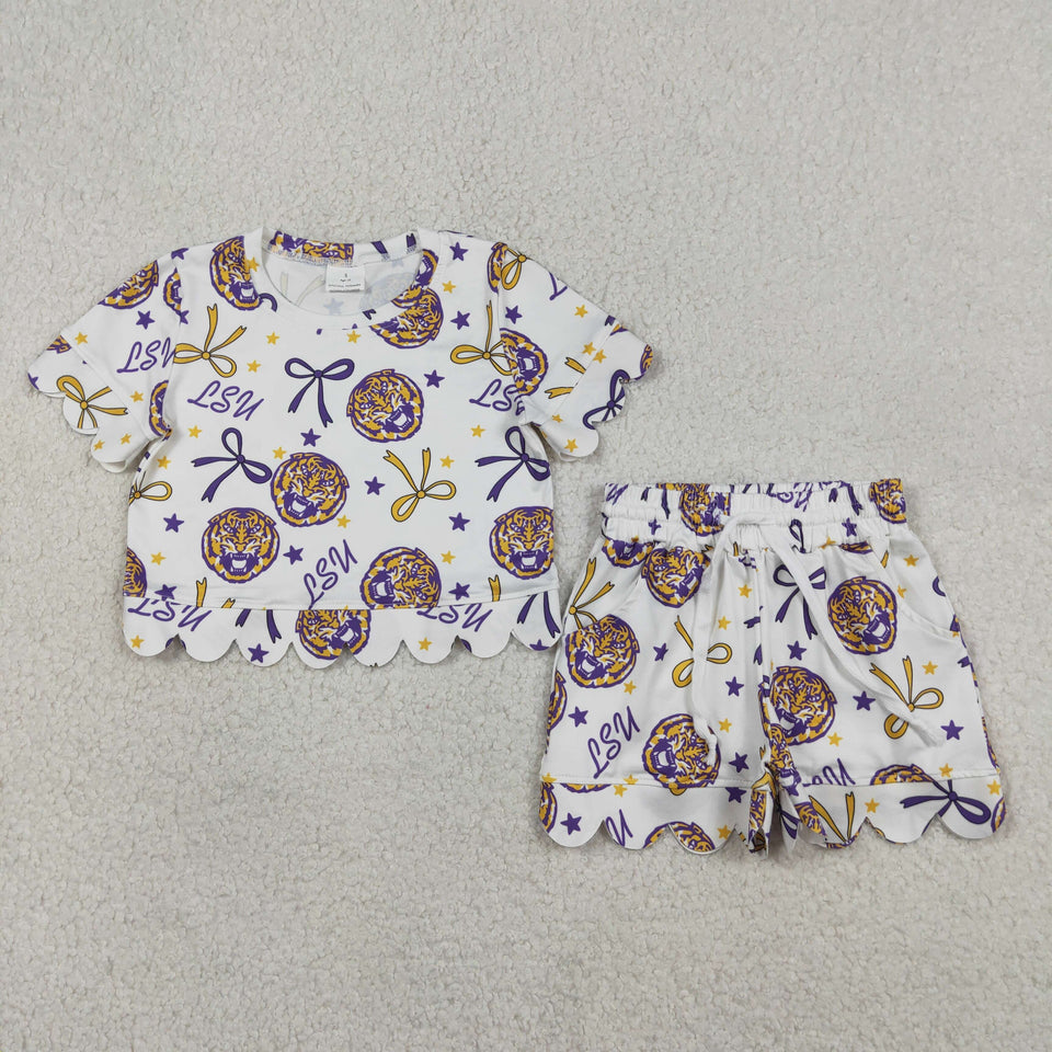 Girl's Foorball Scalloped Sets