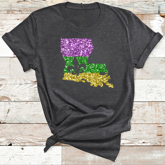 Faux Glitter Louisiana Graphic Tees